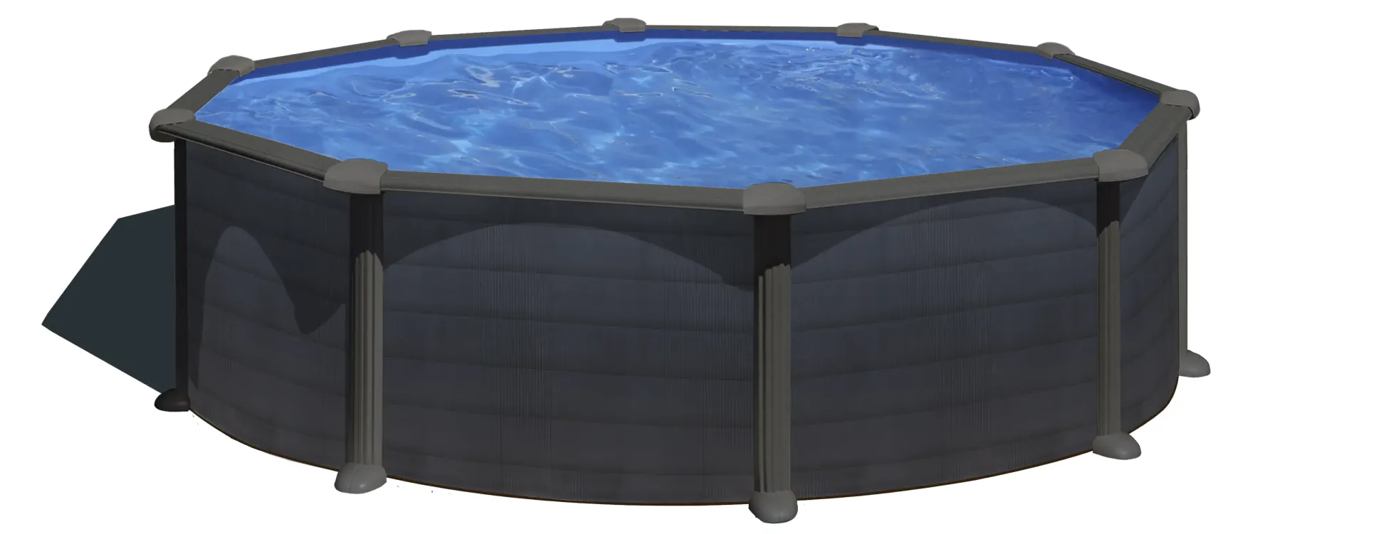 Gre Stahlwandpool Granada rund Ø 460 x 132 cm, graphit