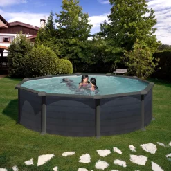 Gre Stahlwandpool Granada rund Ø 460 x 132 cm, graphit