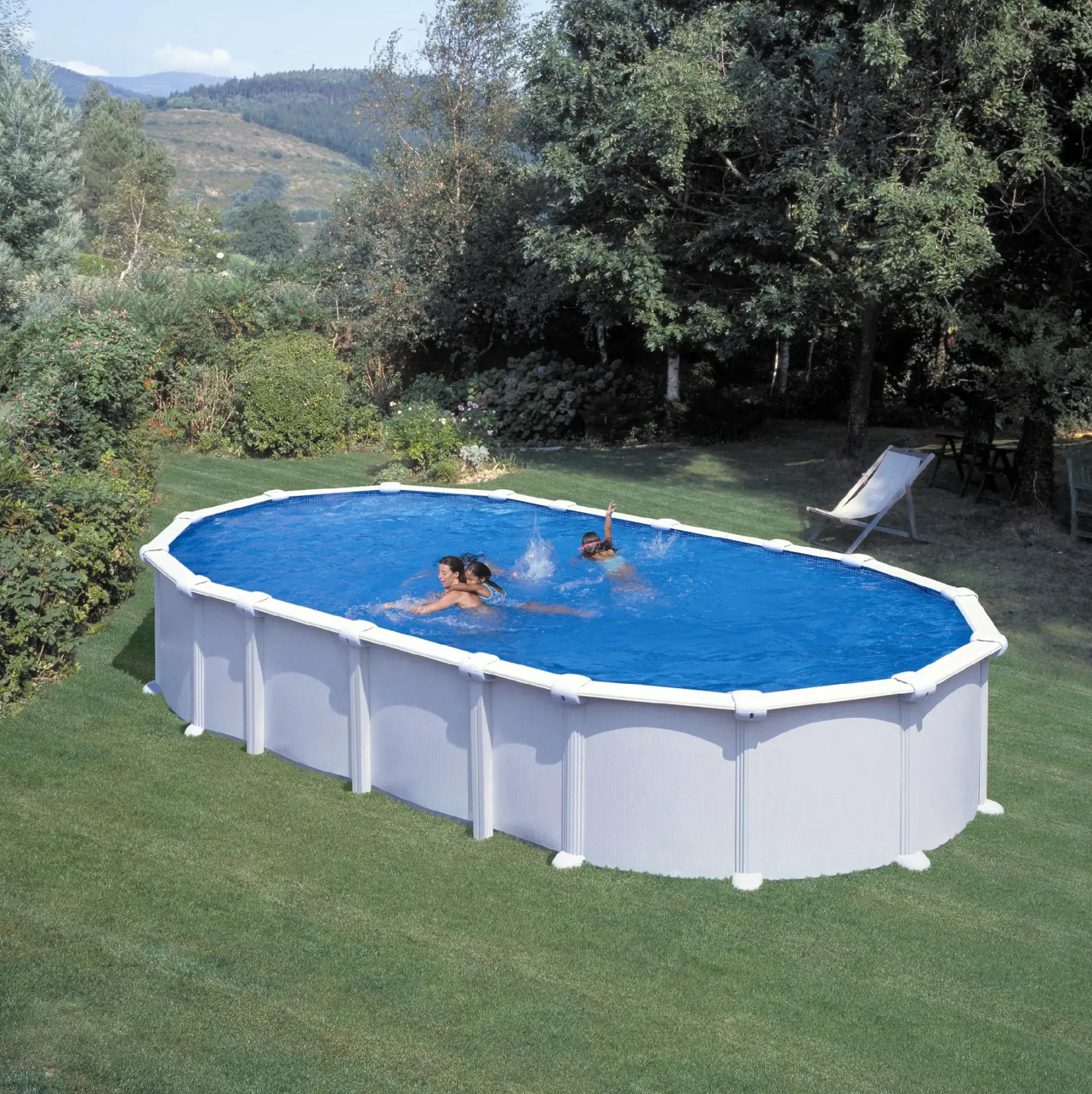 Gre Stahlwandpool Haiti oval 730 x 375 x 132 cm, weiß