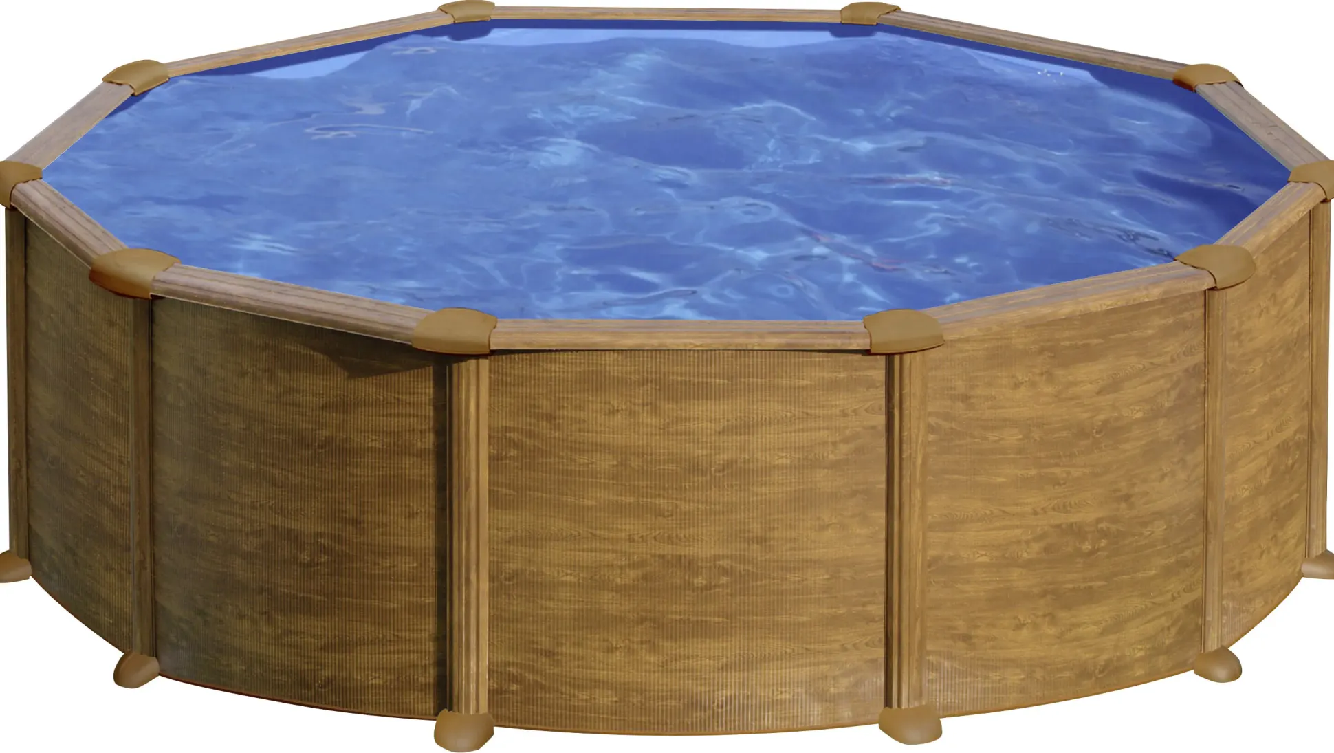Gre Stahlwandpool Mauritius rund Ø 460 x 132 cm Holzdekor