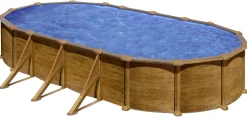 Gre Stahlwandpool Mauritius oval 730 x 375 x 132 cm Holzdekor