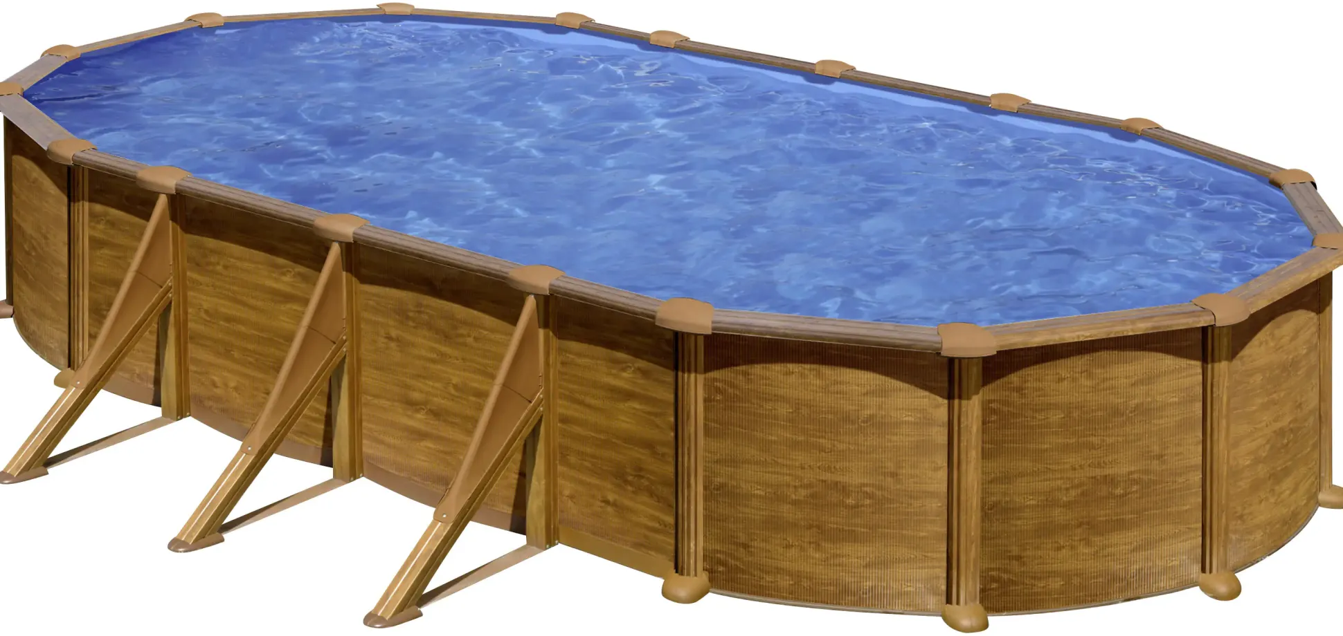 Gre Stahlwandpool Mauritius oval 730 x 375 x 132 cm Holzdekor