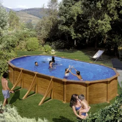 Gre Stahlwandpool Mauritius oval 730 x 375 x 132 cm Holzdekor