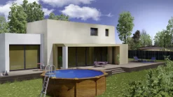 Gre Stahlwandpool Pacific rund Ø 350 x 120 cm Holzdekor
