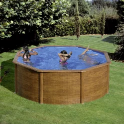 Gre Stahlwandpool Pacific rund Ø 350 x 120 cm Holzdekor