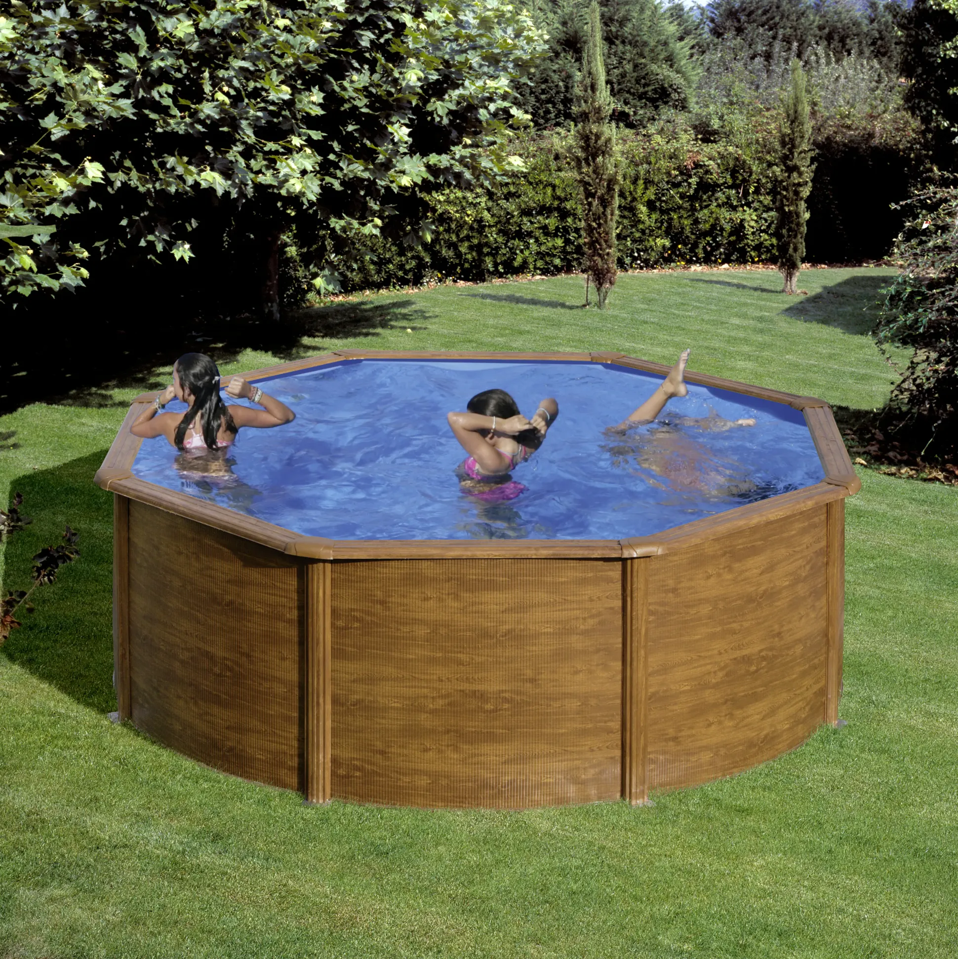 Gre Stahlwandpool Pacific rund Ø 350 x 120 cm Holzdekor