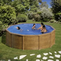 Gre Stahlwandpool Pacific rund Ø 460 x 120 cm Holzdekor