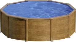 Gre Stahlwandpool Pacific rund Ø 460 x 120 cm Holzdekor