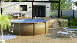 Gre Stahlwandpool Pacific rund Ø 460 x 120 cm Holzdekor
