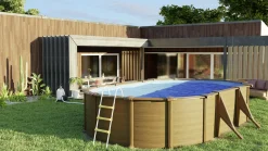 Gre Stahlwandpool Pacific oval 610 x 375 x 120 cm Holzdekor