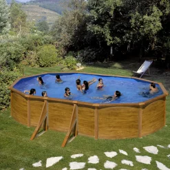 Gre Stahlwandpool Pacific oval 610 x 375 x 120 cm Holzdekor