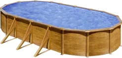 Gre Stahlwandpool Pacific oval 730 x 375 x 120 cm Holzdekor