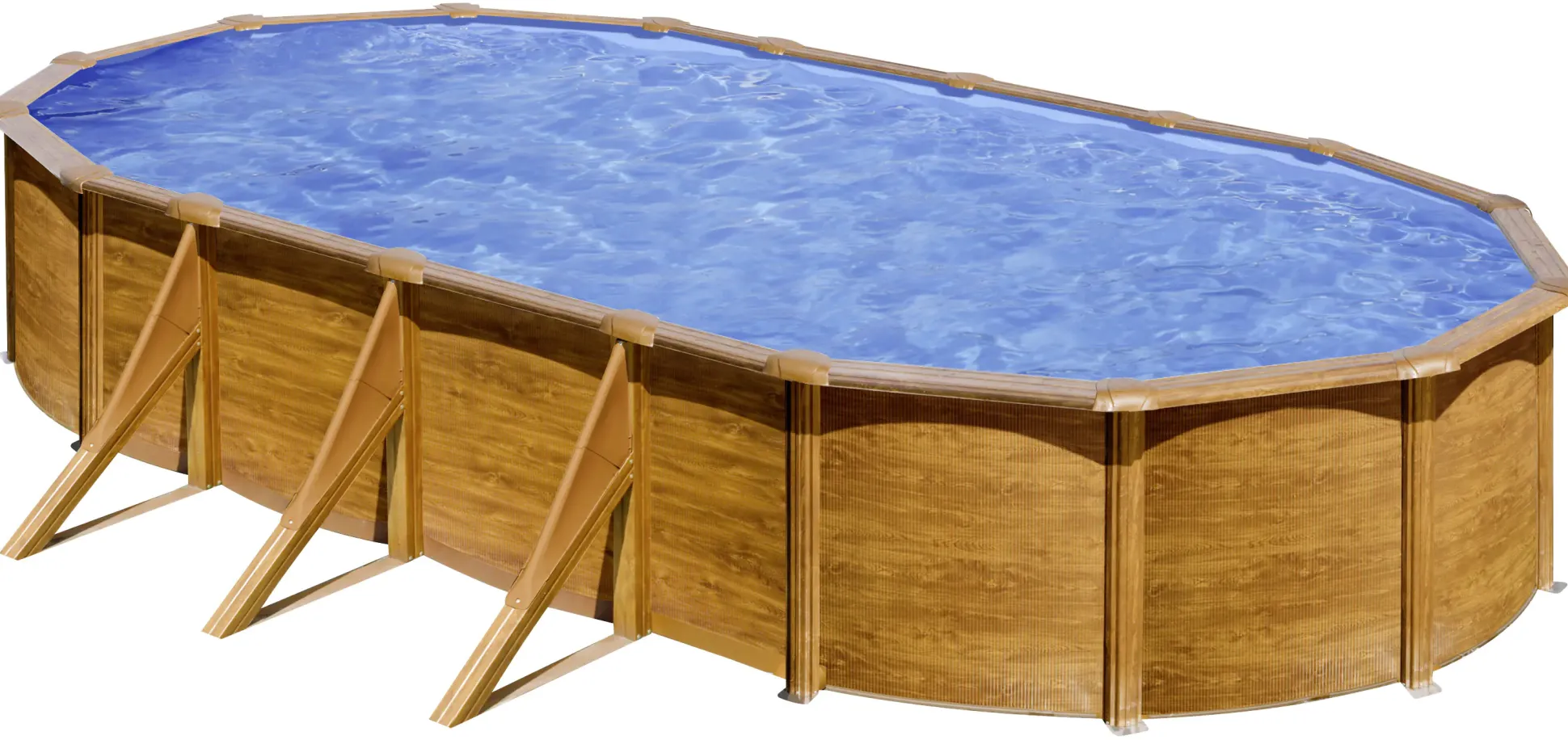 Gre Stahlwandpool Pacific oval 730 x 375 x 120 cm Holzdekor