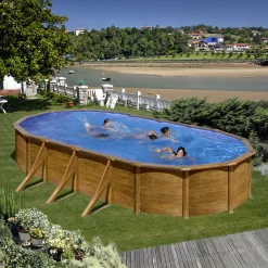 Gre Stahlwandpool Pacific oval 730 x 375 x 120 cm Holzdekor