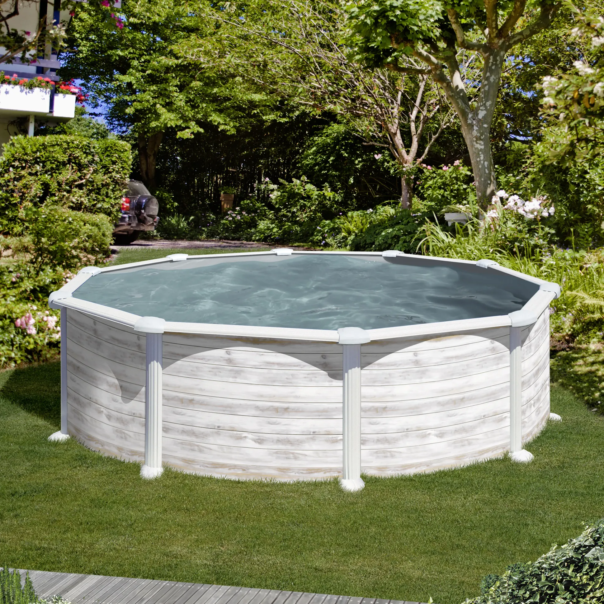 Gre Stahlwandpool rund mit Nordicoptik Ø 350 x 132 cm