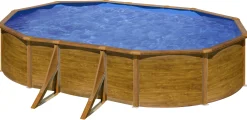Gre Stahlwandpool Sicilia oval 500 x 300 x 120 cm Holzdekor