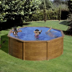 Gre Stahlwandpool Sicilia rund Ø 350 x 120 cm Holzdekor
