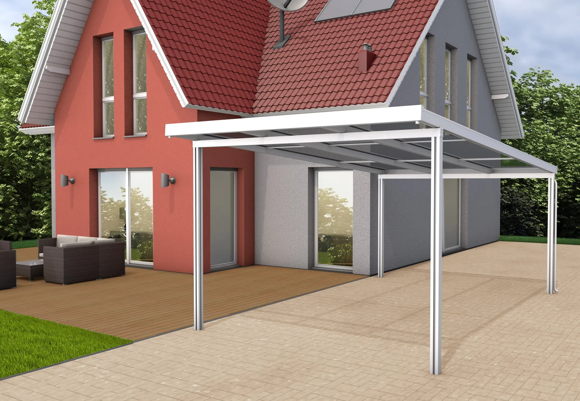 Gutta Premium Carport 309,4 x 562 cm, weiß, PC klar 16 mm