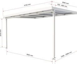 Gutta Premium Terrassendach 410,2 x 306 cm weiß PC klar 16 mm