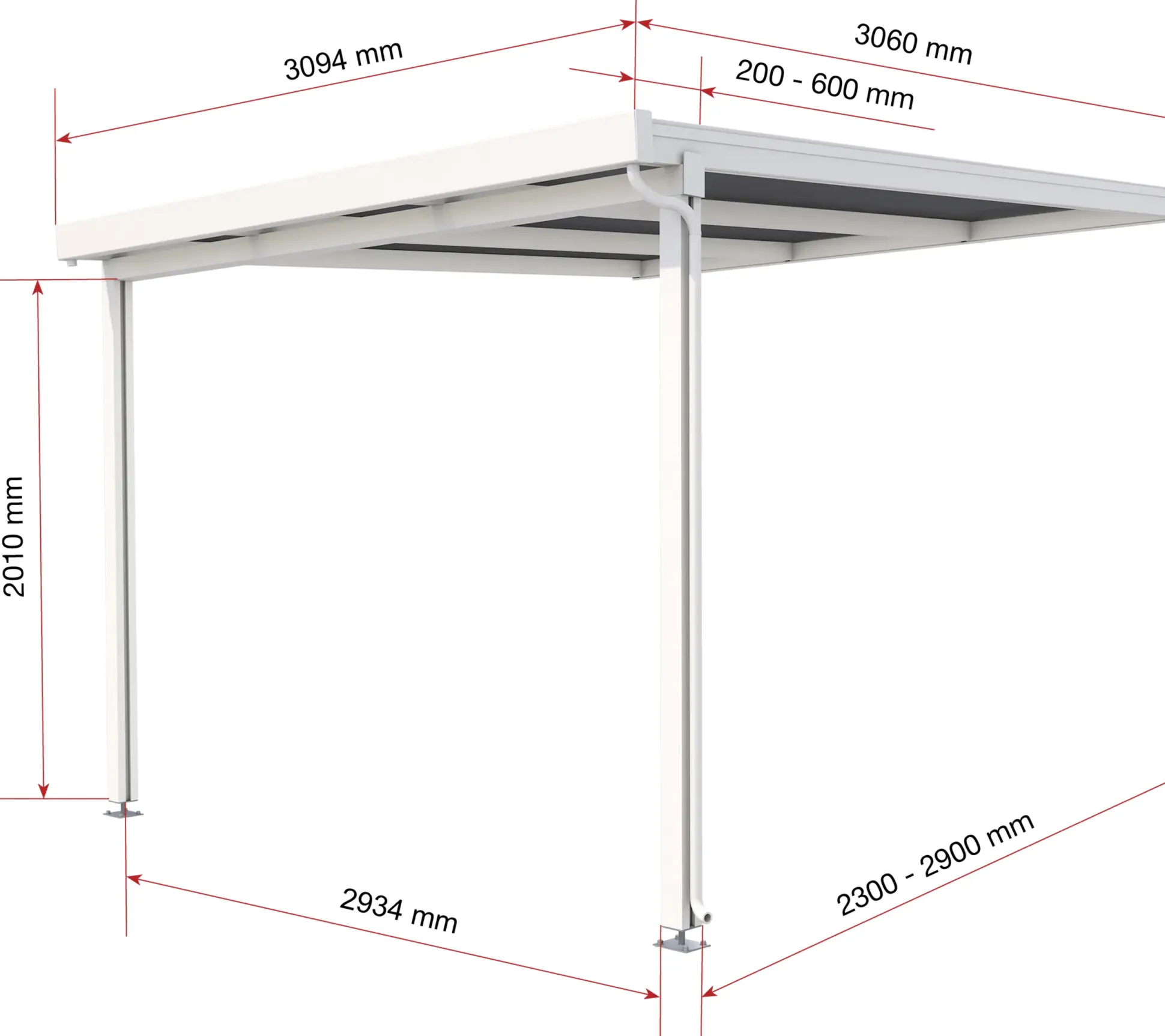 Gutta Premium Terrassendach 309,4 x 306 cm weiß Acryl bronce 16 mm