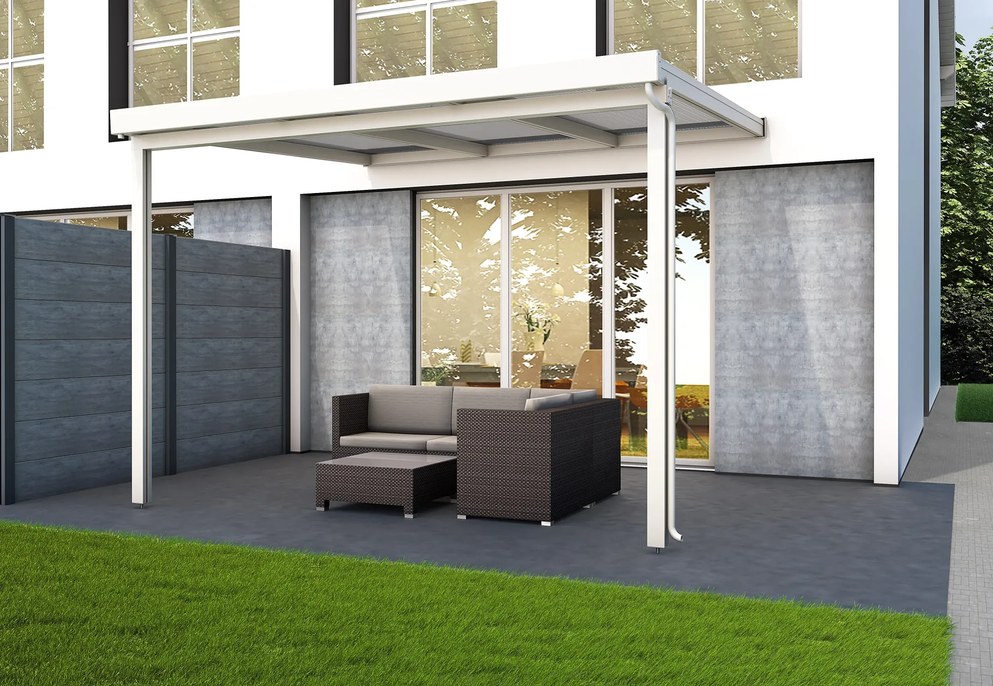 Gutta Premium Terrassendach 309,4 x 306 cm weiß Acryl bronce 16 mm