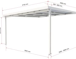 Gutta Premium Terrassendach 410,2 x 406 cm weiß Acryl bronce 16 mm