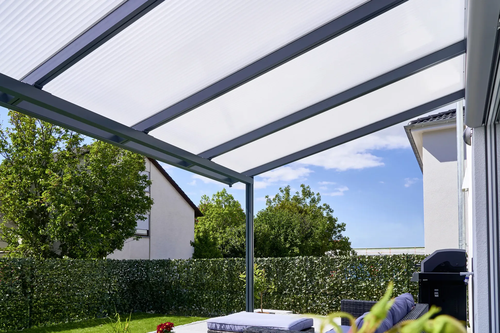 Gutta Premium Terrassendach 410,2 x 306 cm anthrazit Klima blue 16 mm