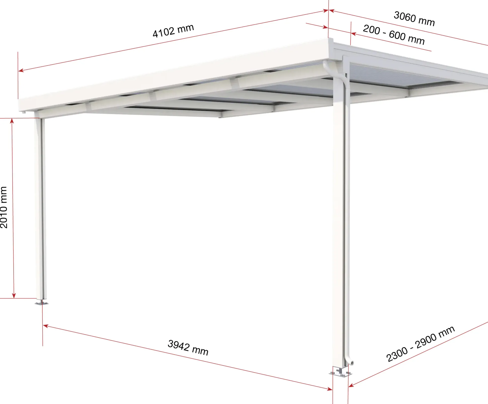 Gutta Premium Terrassendach 410,2 x 306 cm weiß PC bronce 16 mm