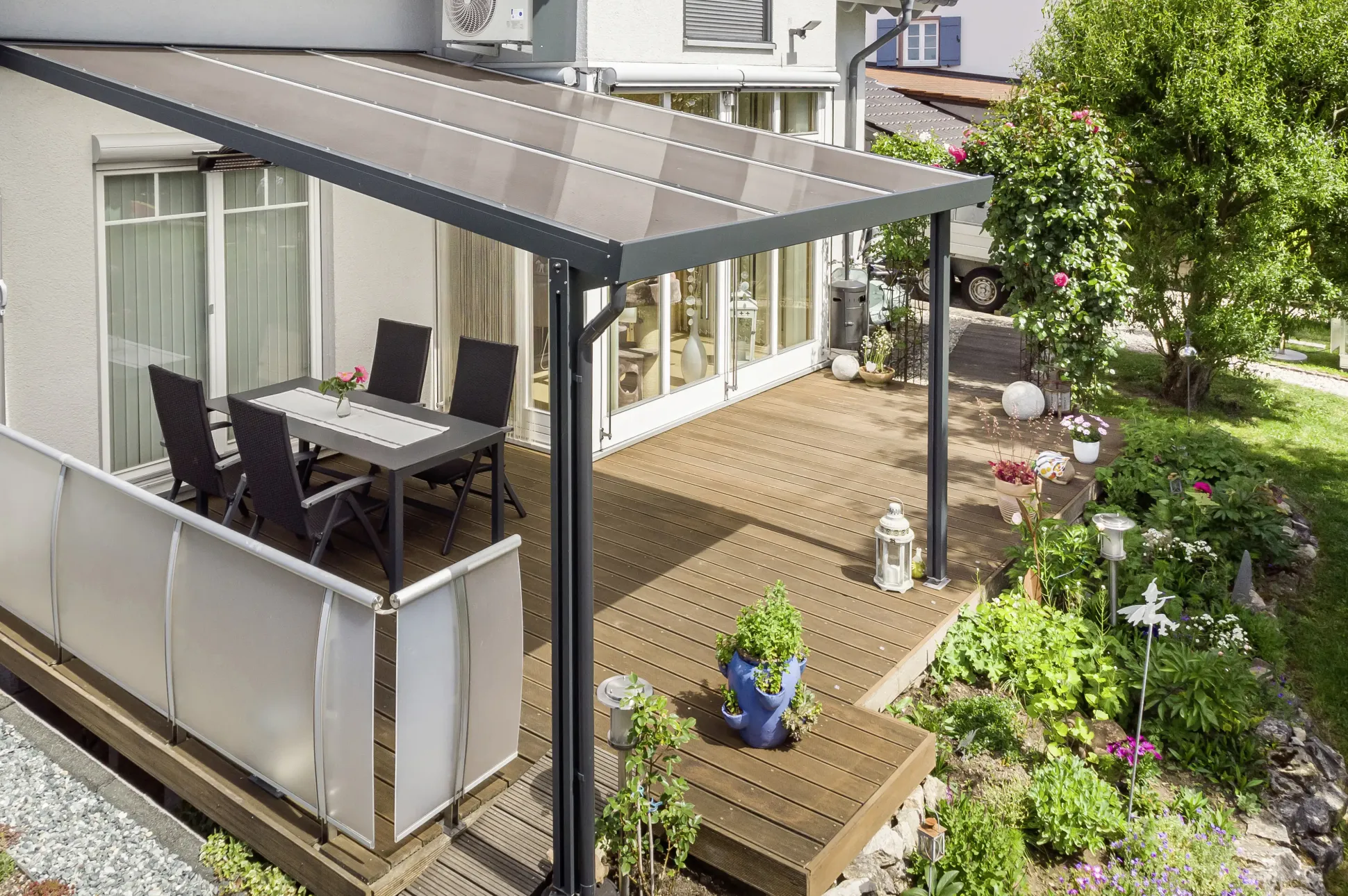 Gutta Premium Terrassendach 309,4 x 306 cm anthrazit PC bronce 16 mm