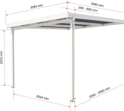 Gutta Premium Terrassendach 309,4 x 306 cm weiß Acryl klar 16 mm