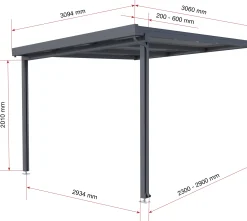 Gutta Premium Terrassendach 309,4 x 306 cm anthrazit PC weiß opal 16 mm