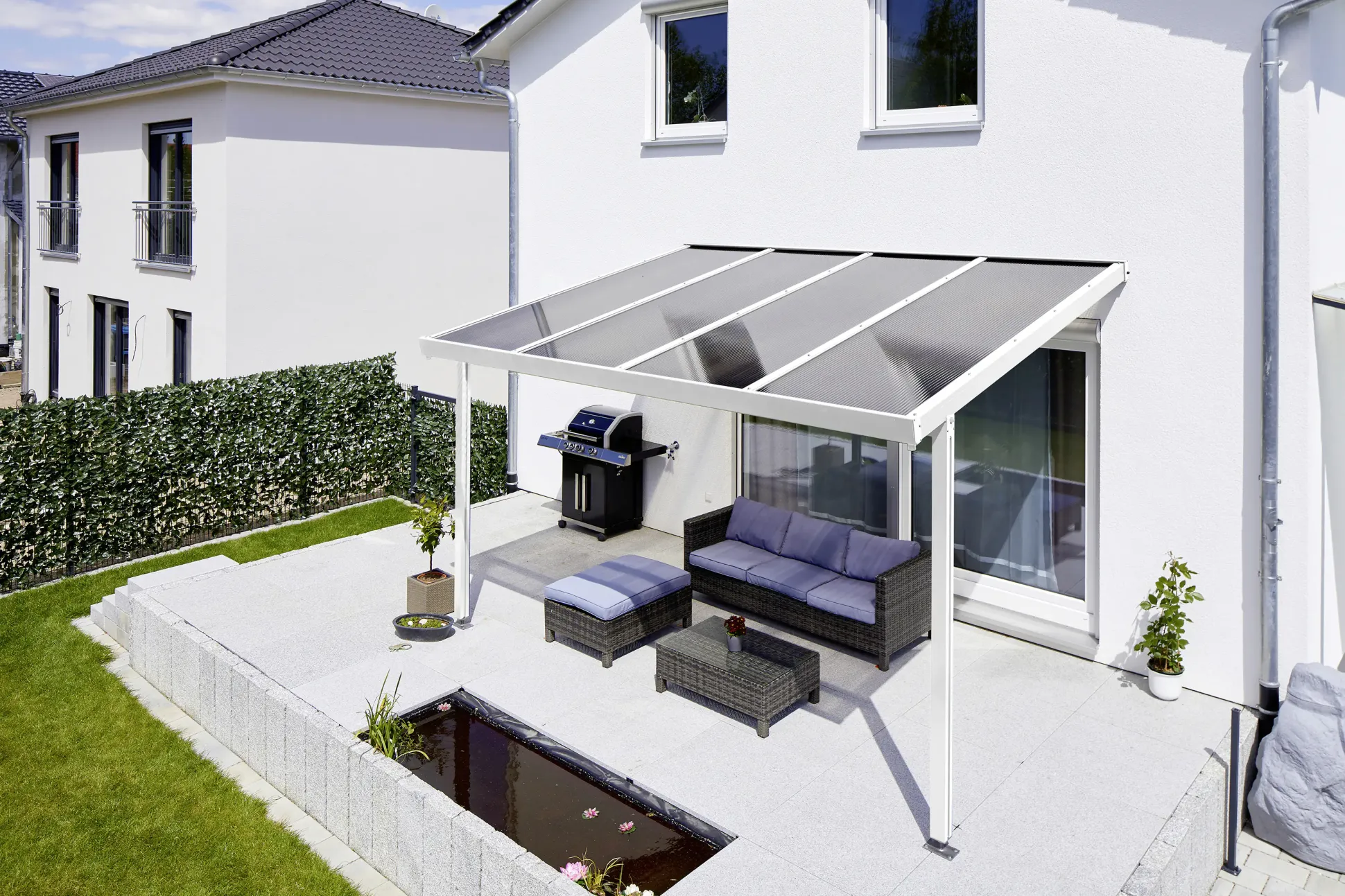 Gutta Premium Terrassendach 410,2 x 406 cm weiß PC bronce 16 mm