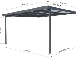 Gutta Premium Terrassendach 410,2 x 406 cm anthrazit Acryl bronce 16 mm