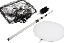 Heissner Teichkescher-Set 3in1 Kescher+Reiniger+Bürste, Teleskop-Stiel