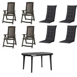 Jardin Garten-Essgruppe Aruba + Elise 4 Personen Kunststoff graphit/schwarz