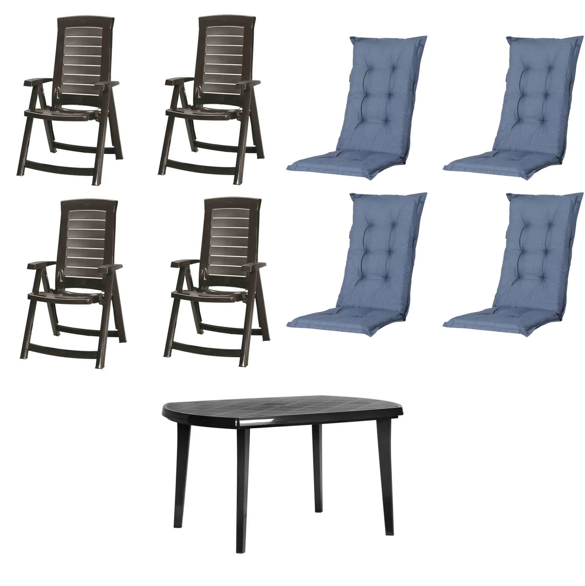 Jardin Garten-Essgruppe Aruba + Elise 4 Personen Kunststoff graphit/kobalt