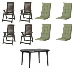 Jardin Garten-Essgruppe Aruba + Elise 4 Personen Kunststoff graphit/grün