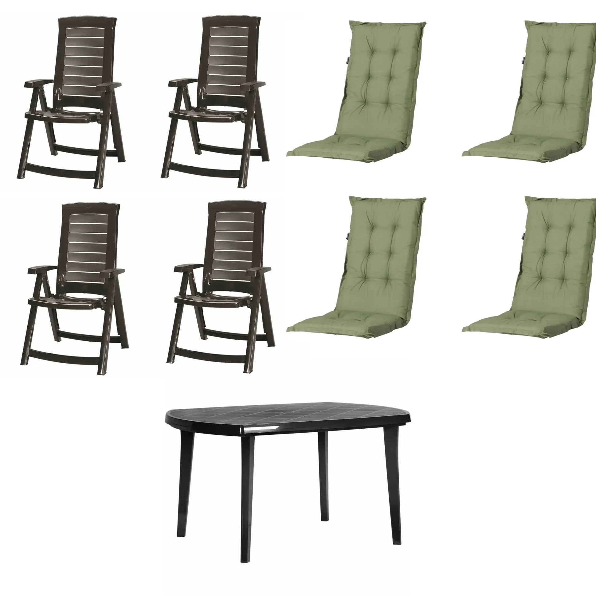 Jardin Garten-Essgruppe Aruba + Elise 4 Personen Kunststoff graphit/grün
