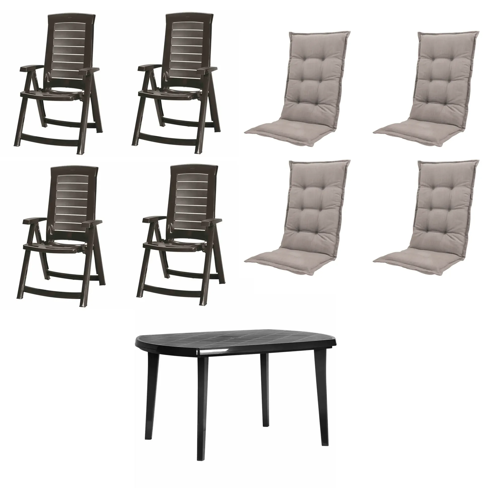 Jardin Garten-Essgruppe Aruba + Elise 4 Personen Kunststoff graphit/taupe