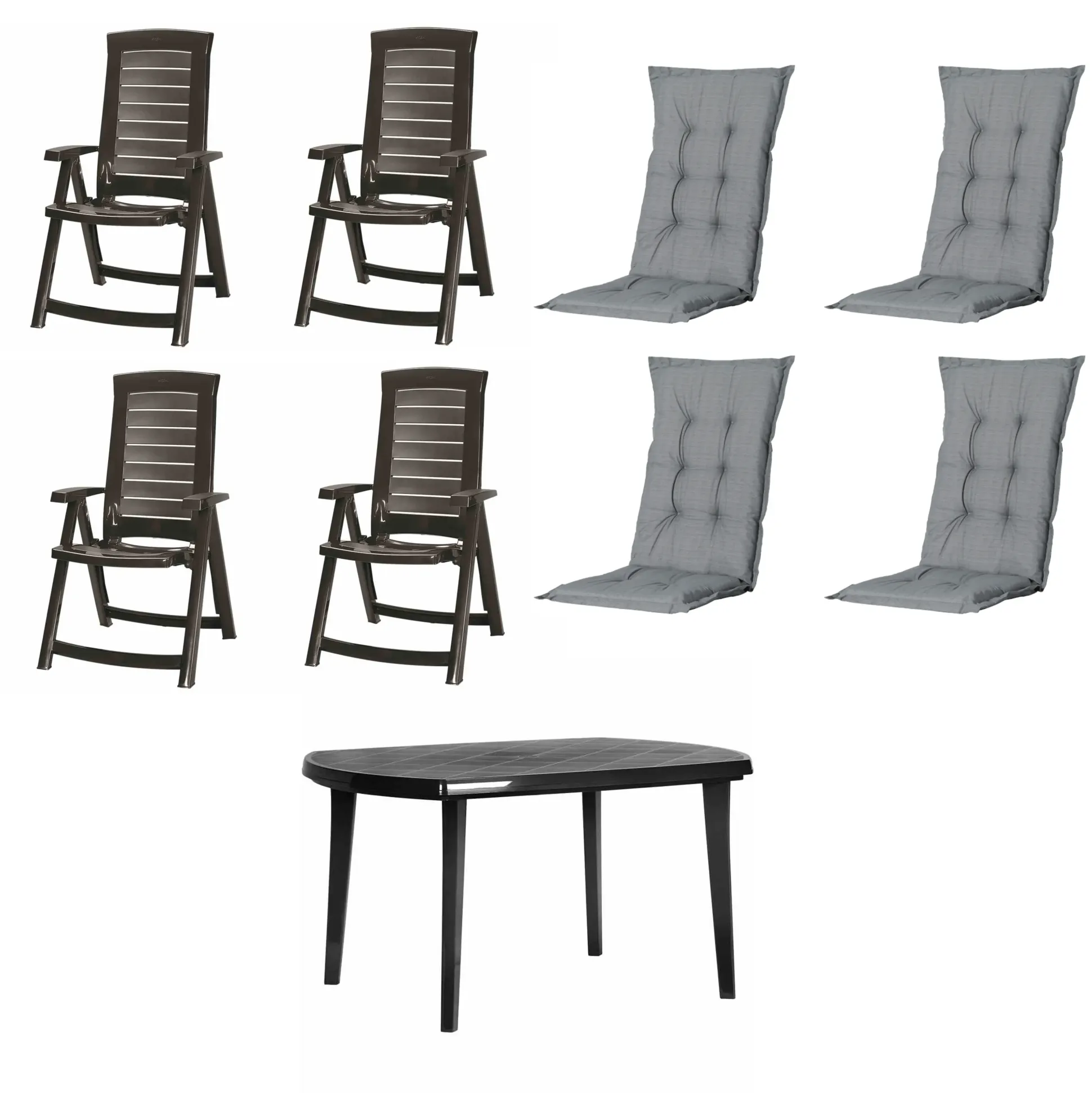 Jardin Garten-Essgruppe Aruba + Elise 4 Personen Kunststoff graphit/grau
