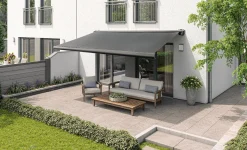 Kassetten-Markise Lyon elektrisch Farbe dunkelgrau, Breite: 400 cm, Ausfall: 300 cm