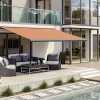Kassettenmarkise S-Compact orange-braun gestreift inkl. Motor, Aufputzschalter