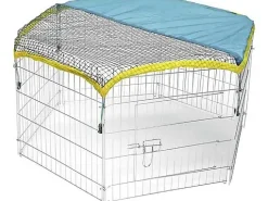 Kerbl Freilaufgehege Kleintiere inkl. Sonnenschutz & Netz 56,5 x 56,5 cm verzinkt