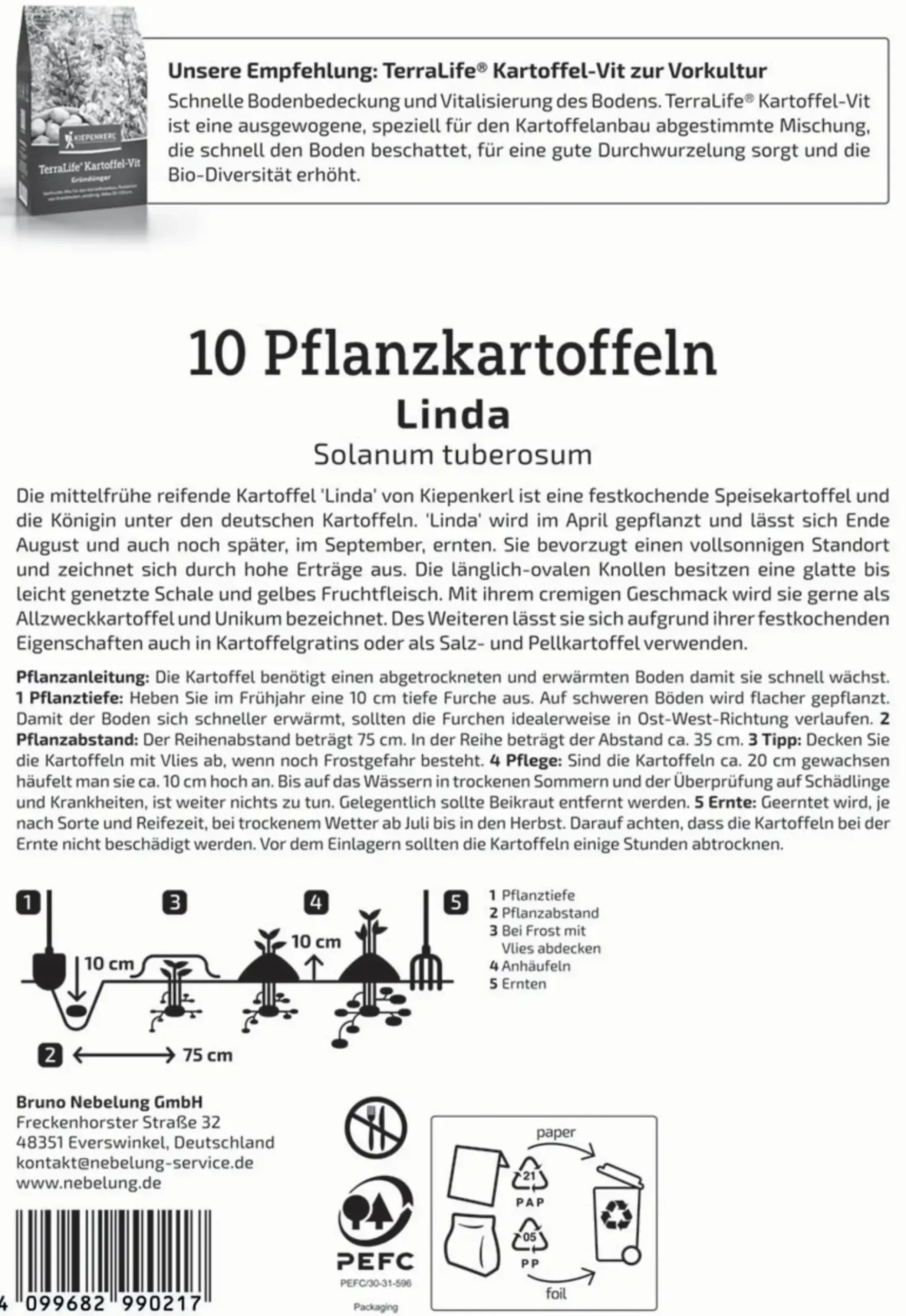 Kiepenkerl Pflanzkartoffel Linda 10 Stück