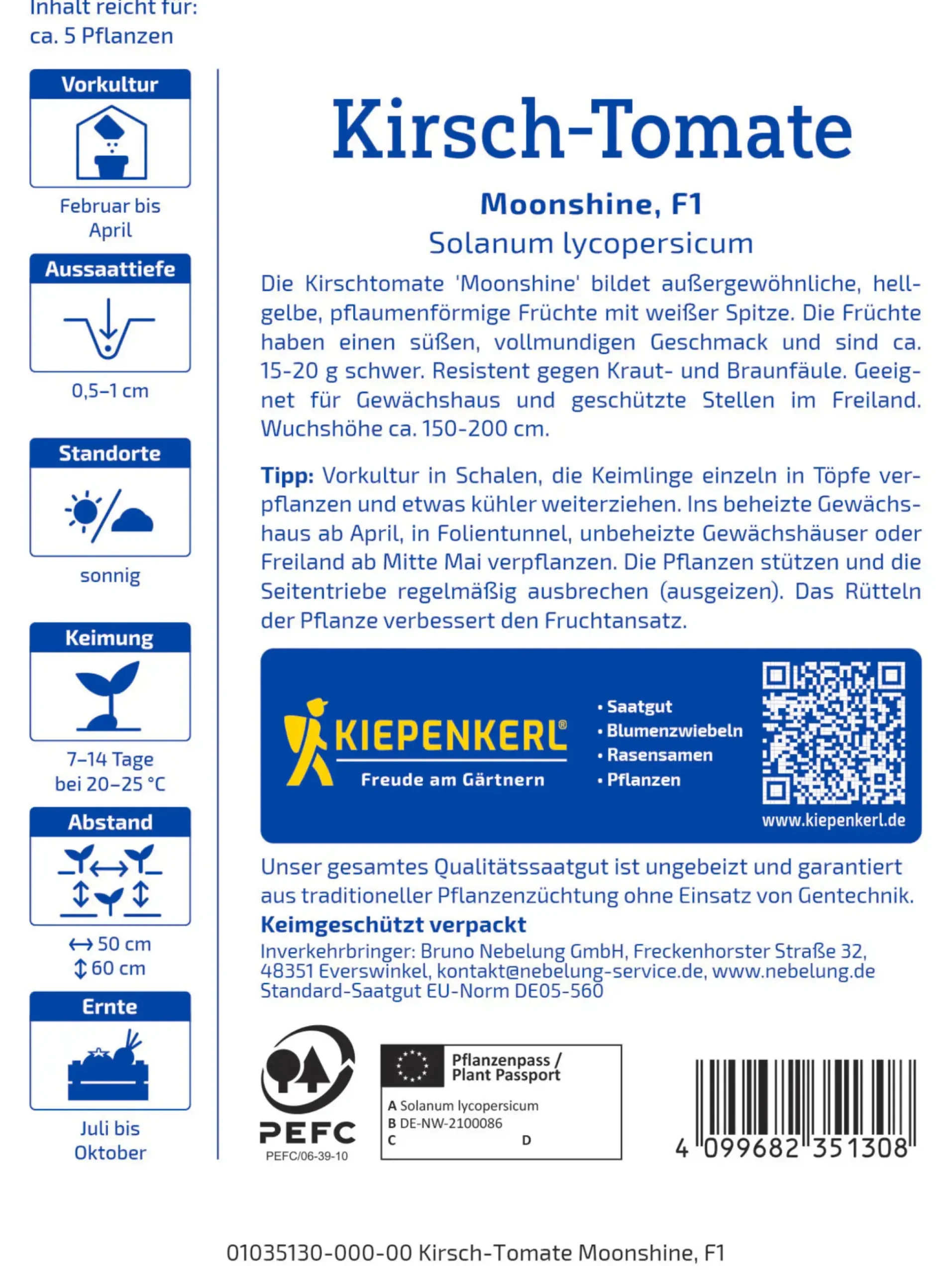 Kiepenkerl Profi-Line Saatgut Kirsch-Tomaten Moonshine für ca. 5 Pflanzen