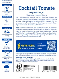 Kiepenkerl Saatgut Cocktail-Tomaten Tropical Sun F1 für ca. 6 Pflanzen