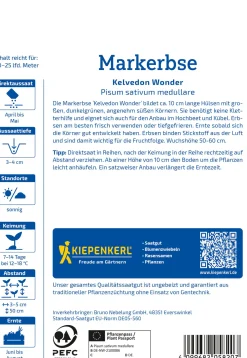 Kiepenkerl Saatgut Markerbsen Kelvedon Wonder Vorteilspackung für ca. 8 – 12,5 m²