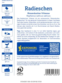 Kiepenkerl Saatgut Radieschen Riesenbutter/Vitessa für bis zu 5 lfd. Meter