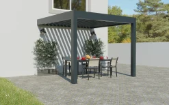 Lamellen Terrassenüberdachung 400 x 341 x 266 cm grau