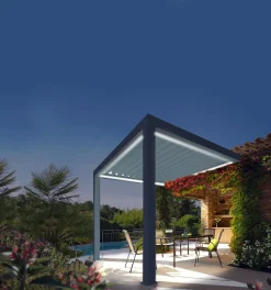 Lamellen Terrassenüberdachung 400 x 341 x 266 cm grau